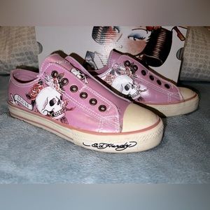 Ed Hardy Pink Leather Sneakers